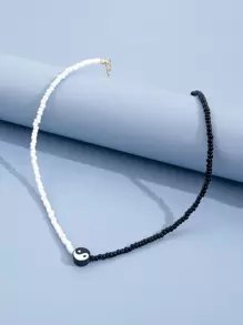 Vòng cổ đính cườm chi tiết âm dương cho nam giới - Đen và trắng - Xem 3