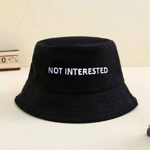 

Toddler Boys Letter Embroidered Bucket Hat, Black