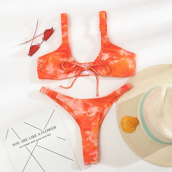 

Tie Dye Knot Bikini Swimsuit, Multicolor