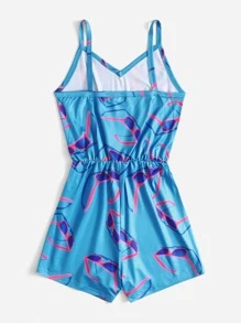 Girls Sunglasses Print Lounge Cami Romper - Blue - View 2