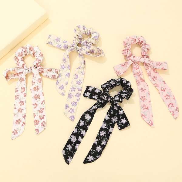 

4pcs Ditsy Floral Pattern Scrunchie, Multicolor