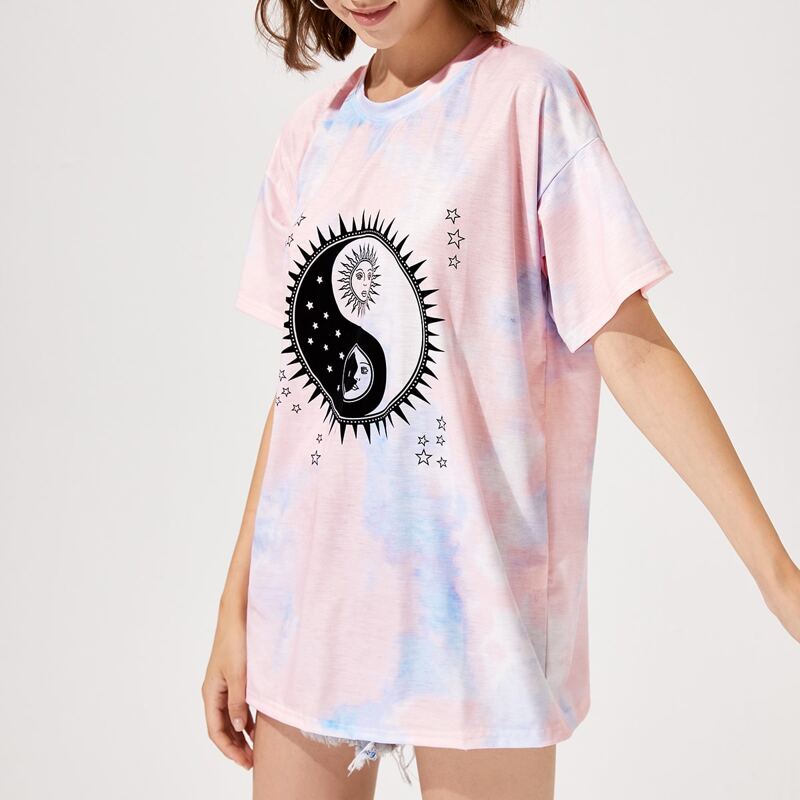 

Sun & Moon Yin And Yang Graphic Tie Dye Tee, Multicolor