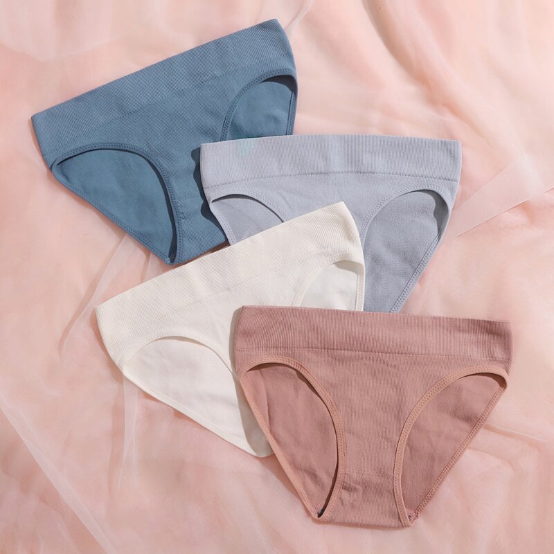 

4pack Solid Rib Panty Set, Multicolor