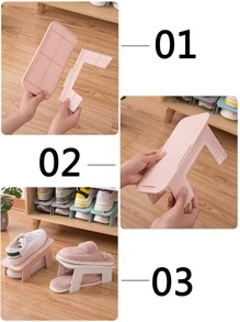 1 pc מדף אחסון נעליים אקראי בשכבה כפולה - ריבוי צבעים - ראה 3
