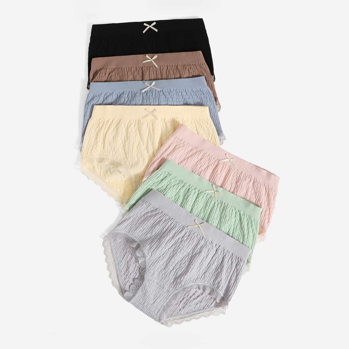 

7pack Lace Trim Panty Set, Multicolor