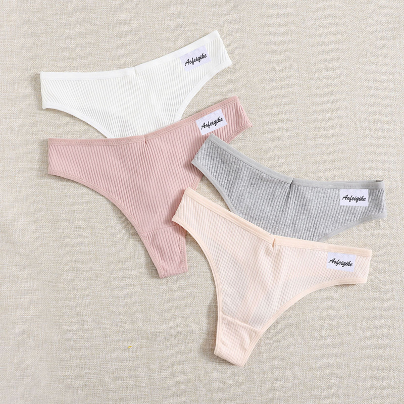 

4pack Letter Label Panty Set, Black