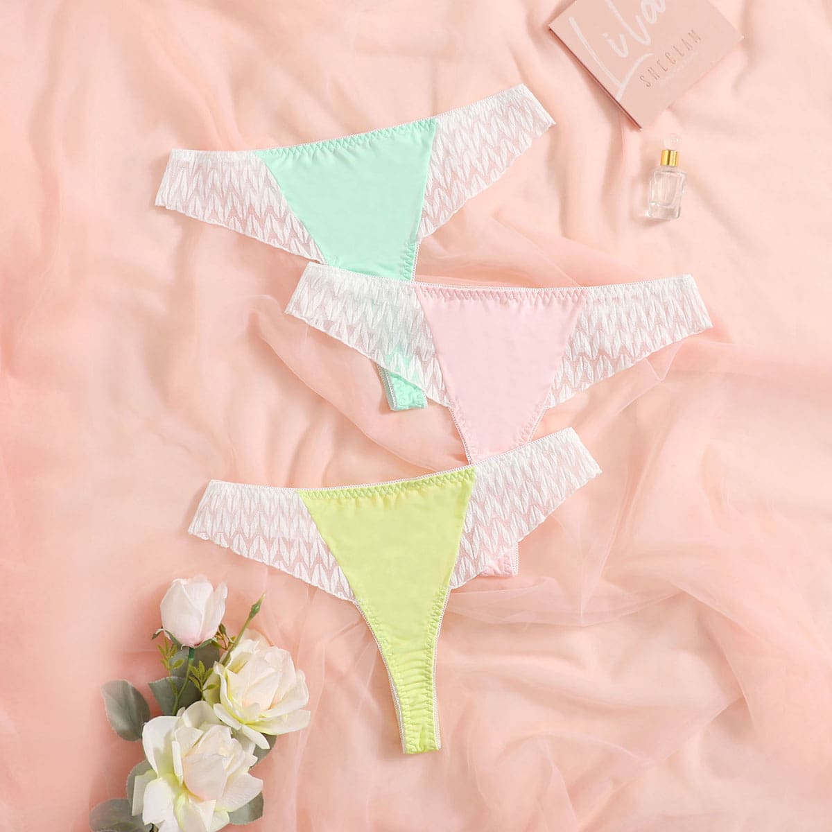 

3pack Plus Contrast Lace Panty Set, Multicolor