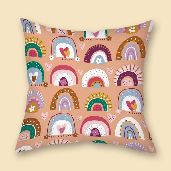 

Rainbow Print Kids Cushion Cover Without Filler, Multicolor