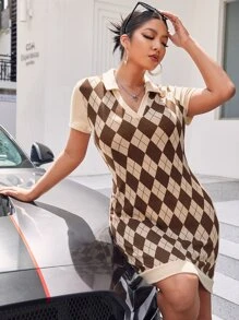 SHEIN EZwear Đầm Plus Size Hình học Giải trí - Nhiều màu - Xem 4