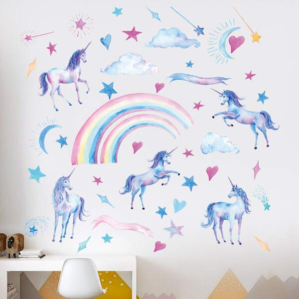 

Kids Unicorn Print Wall Sticker, Multicolor