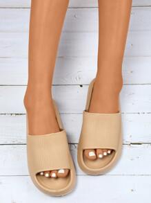 Minimalist Hollow Out Slides - Khaki - View 3