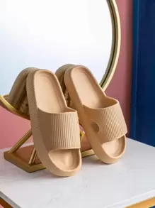 Minimalist Hollow Out Slides - Khaki - View 6