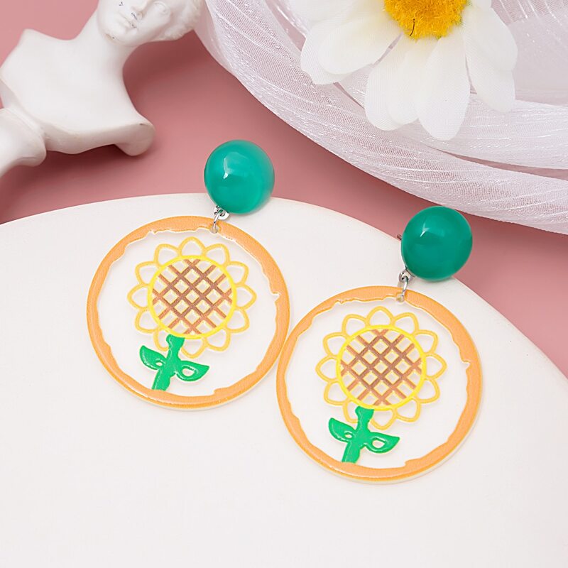 

Floral Graphic Drop Earrings, Yellow