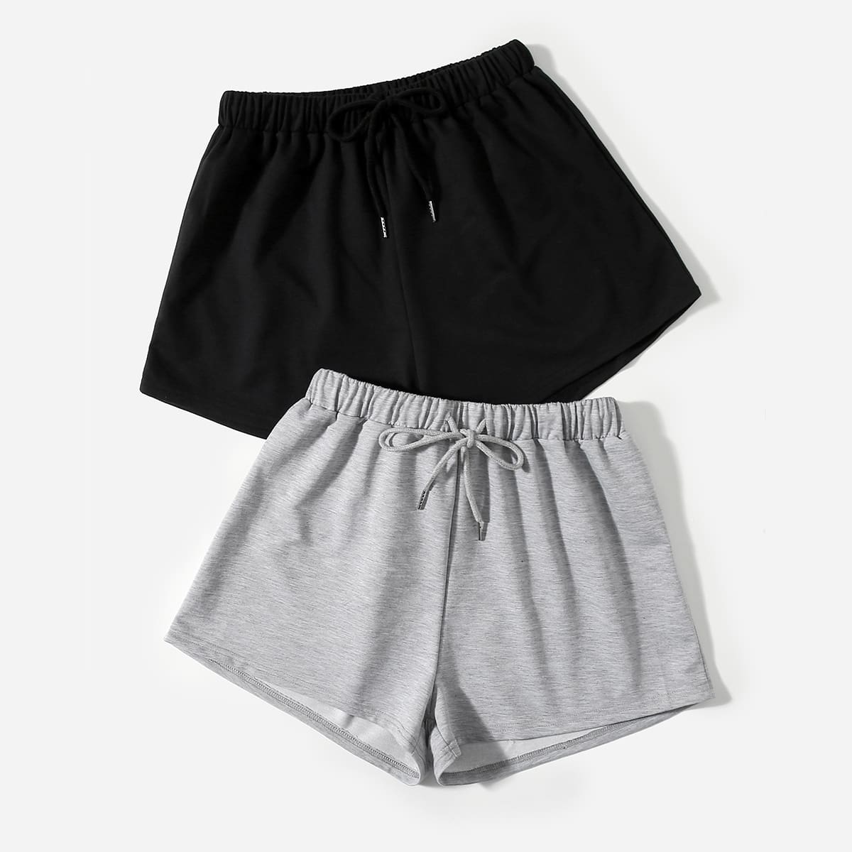 

2pcs Letter Embroidery Track Shorts, Multicolor