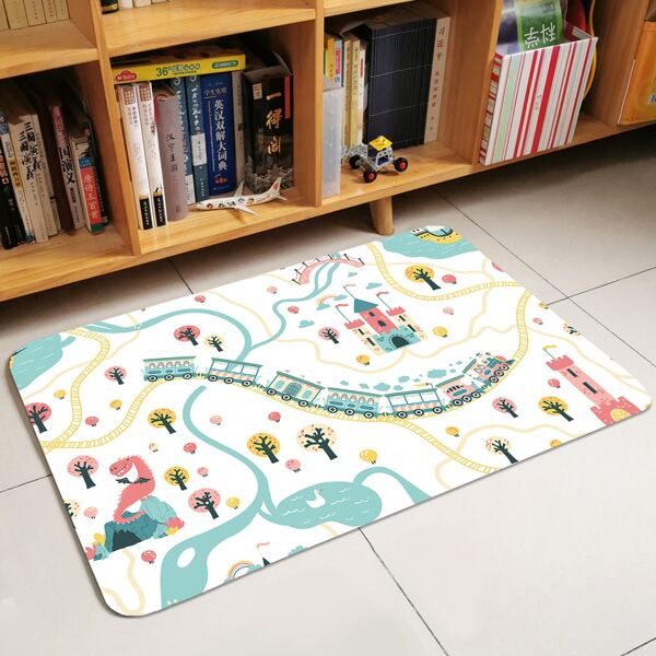 

Kids Cartoon Graphic Floor Carpet, Multicolor
