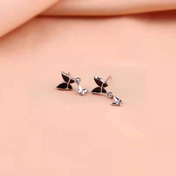 

Butterfly Drop Earrings, Silver
