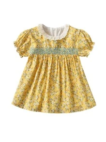 Đầm Bé Gái Trẻ Trung Mùa Hè Ngắn Tay Retro Đầm Công Chúa Phong Cách Nông Thôn Ditsy Hoa Bé Gái - Nhiều màu - Xem 3