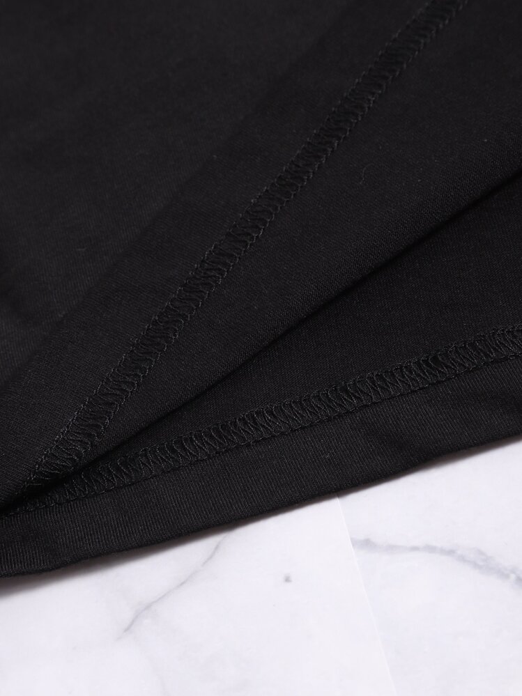 SHEIN LUNE Áo thun nữ Slogan Giải trí - màu đen - Xem 4