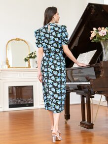 Modelyn 滿版印花後鎖孔泡泡袖襯衫 - 彩色 - 查看 2