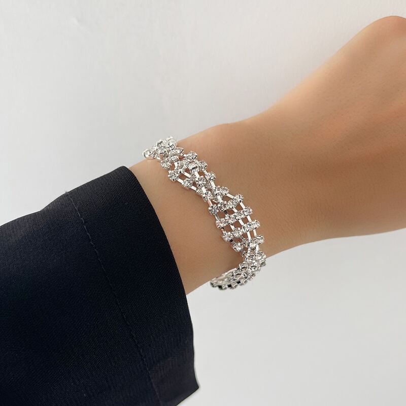 

1pc Rhinestone Bracelet, Silver
