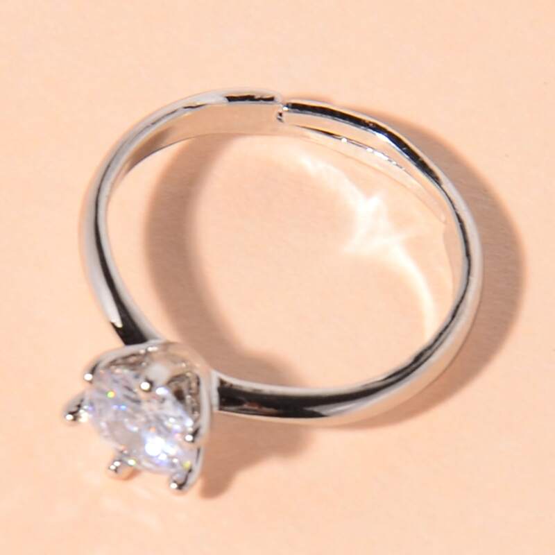 

1pc Rhinestone Ring, Silver
