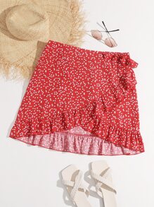 Váy Plus Size Viên lá sen Tất cả trên in Boho - Màu Đỏ Sâu - Xem 1