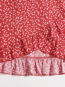 Váy Plus Size Viên lá sen Tất cả trên in Boho - Màu Đỏ Sâu - Xem 4