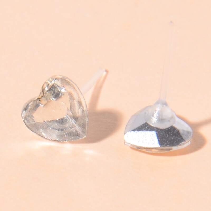 

Heart Stud Earrings, Clear