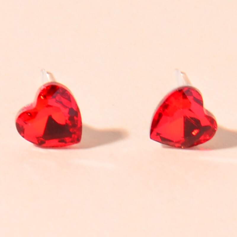 

Heart Stud Earrings, Red