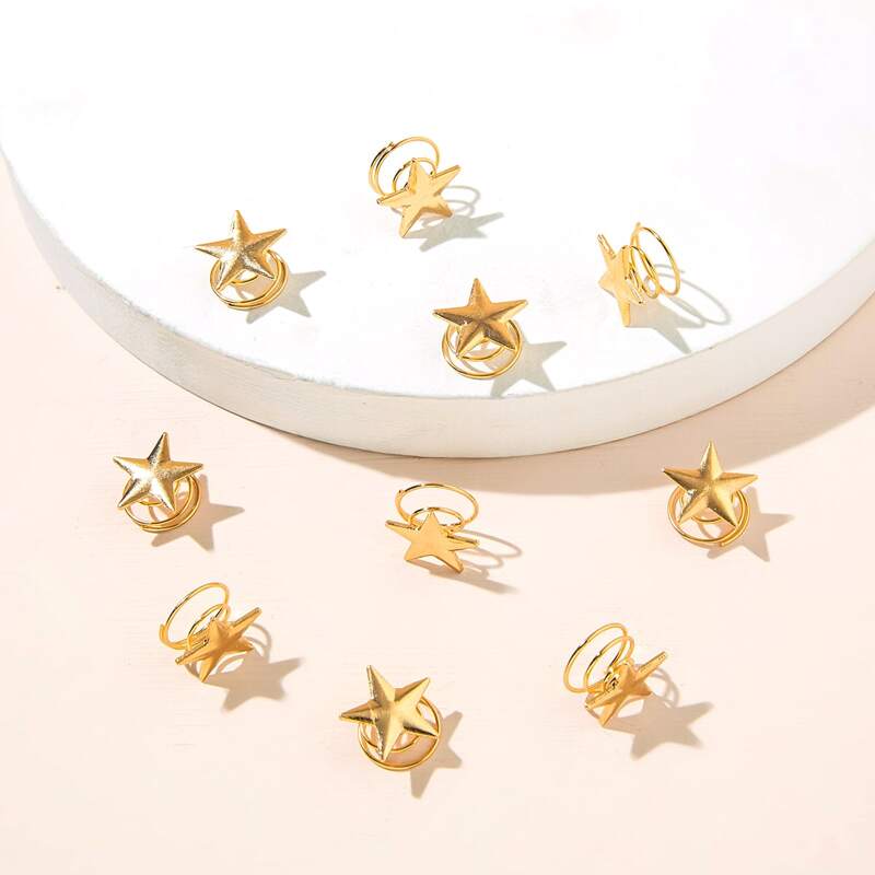 

10pcs Star Decor Hair Accessory, Gold