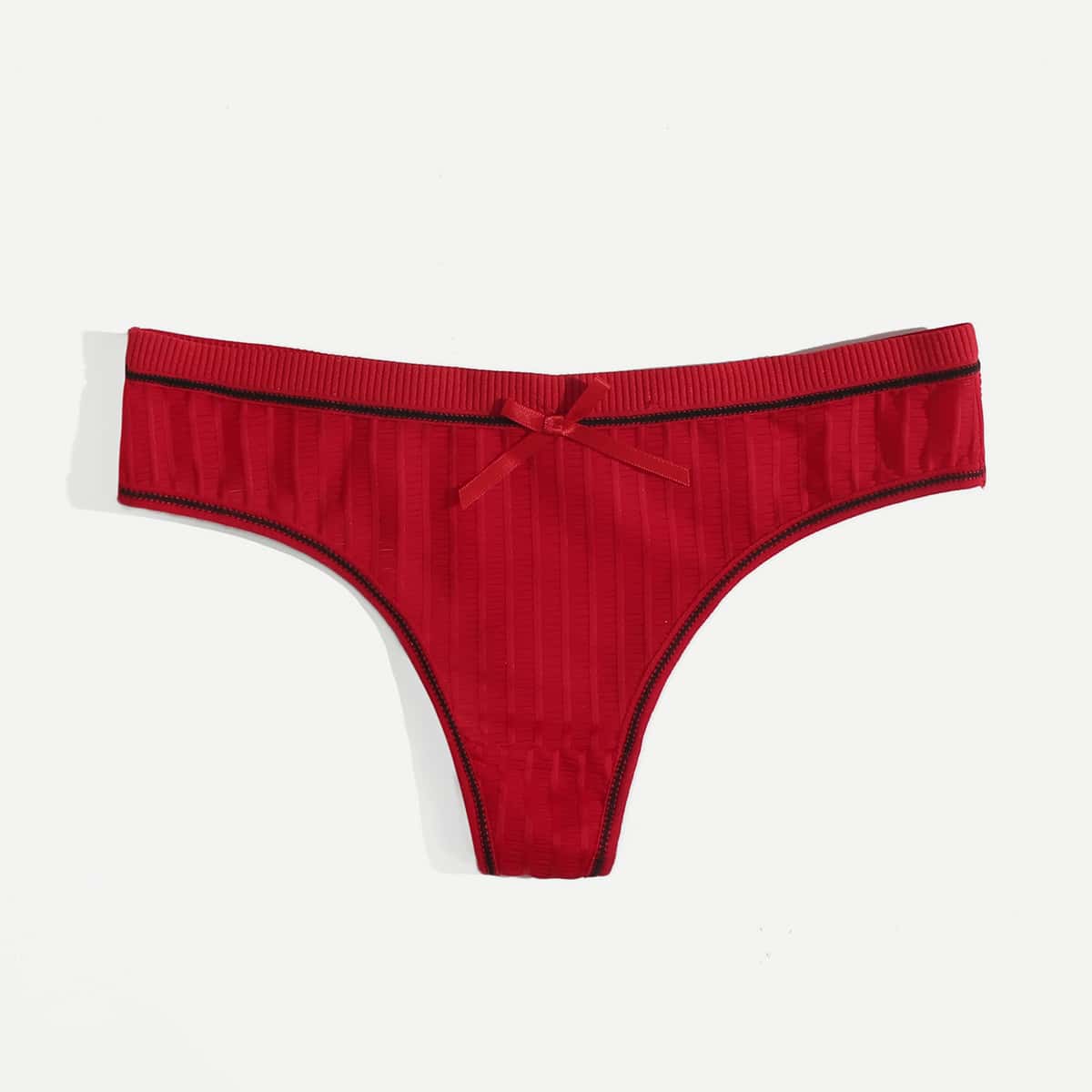 

Solid Bow Front Panty, Red