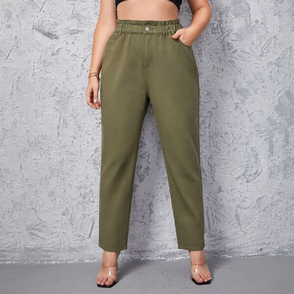 

Plus Slant Pocket Carrot Jeans, Army green