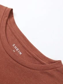 SHEIN LUNE Camiseta con estampado de corazón de cuello redondo - Óxido marrón - Ver 6