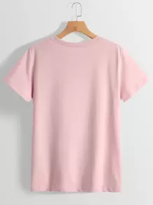 SHEIN Qutie Áo phông đồ họa Unicorn & Slogan Tôi đang ở trong tâm trạng kỳ lân của mình - Màu Hồng baby - Xem 2