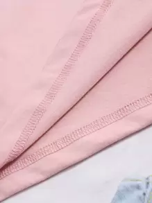 SHEIN Qutie Áo phông đồ họa Unicorn & Slogan Tôi đang ở trong tâm trạng kỳ lân của mình - Màu Hồng baby - Xem 5