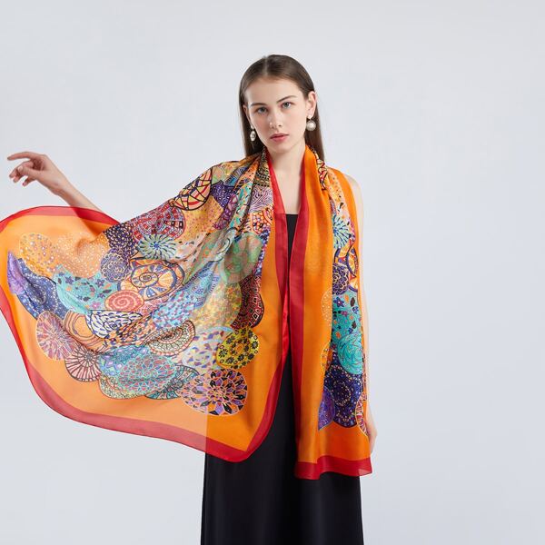 

Geometric Pattern Scarf, Orange