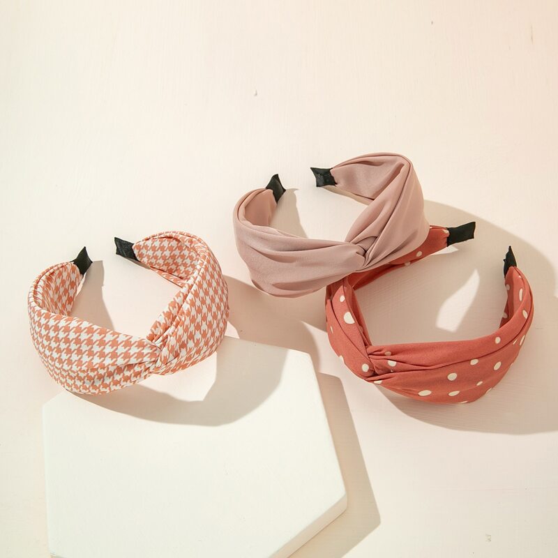 

3pcs Polka Dot Print Headband, Multicolor