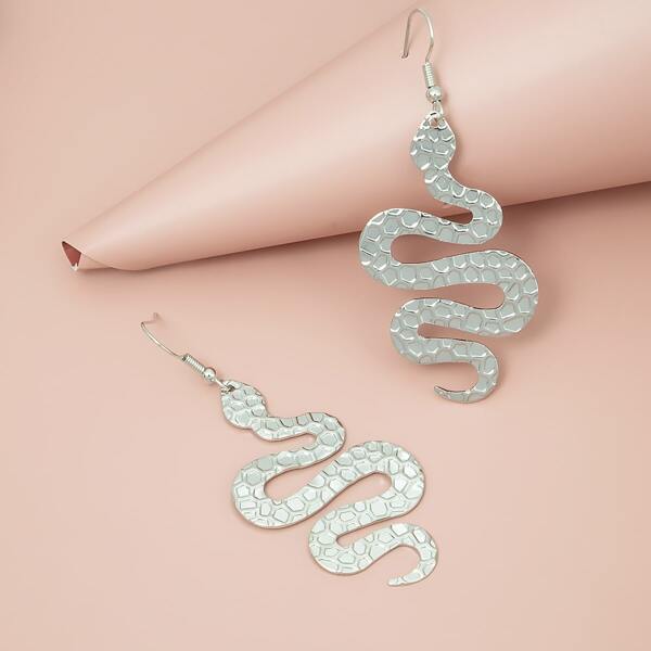

Snake Drop Earrings, Silver
