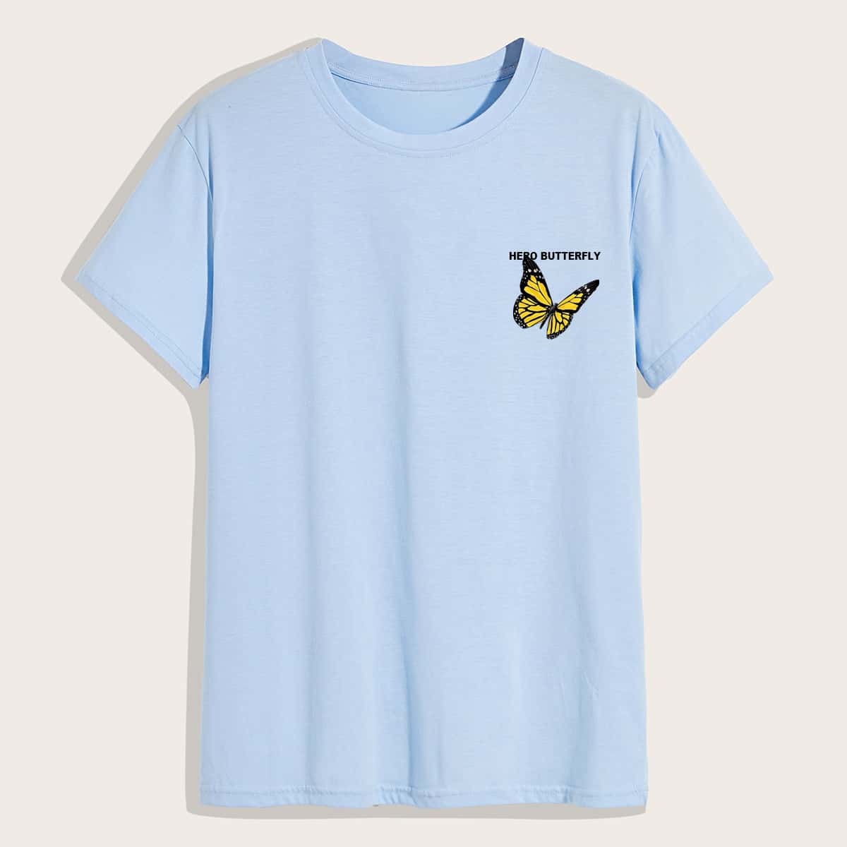

Guys Letter Butterfly Graphic Tee, Baby blue