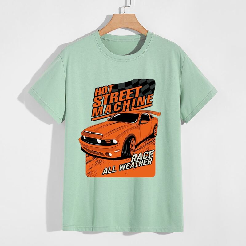 

Guys Letter Car Graphic Tee, Mint green