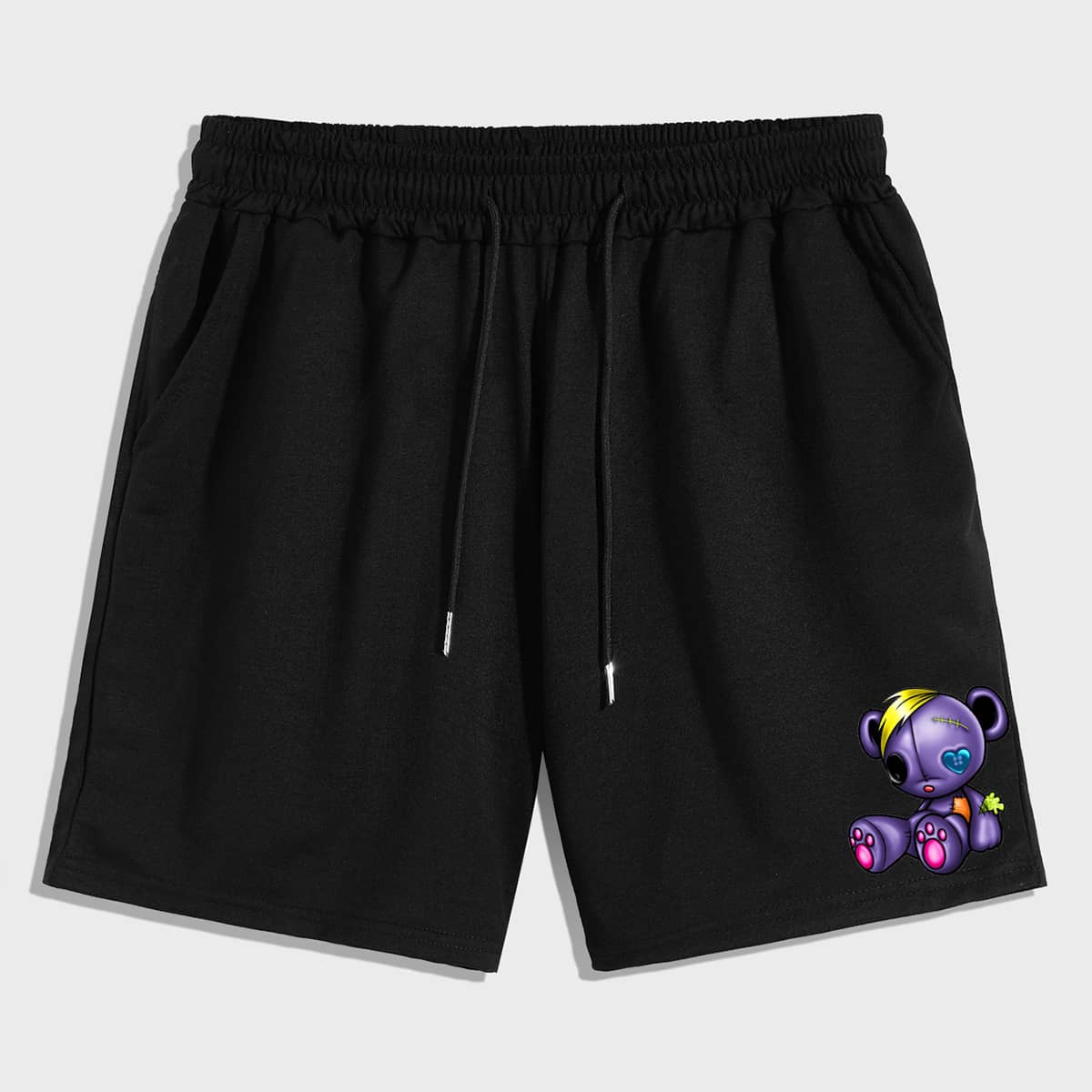 

Guys Cartoon Graphic Drawstring Shorts, White