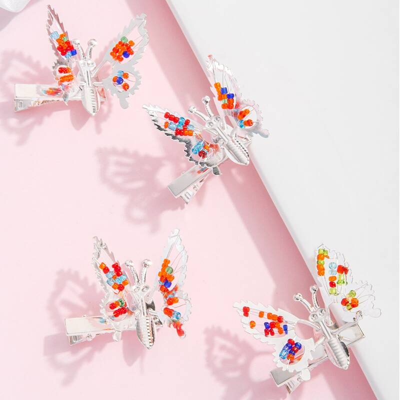 

4pcs Butterfly Decor Hair Clip, Silver