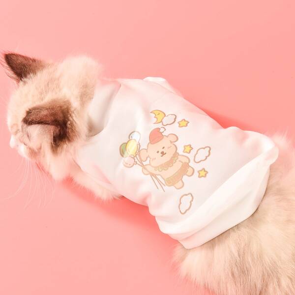 

Cartoon Graphic Pet Tee, White