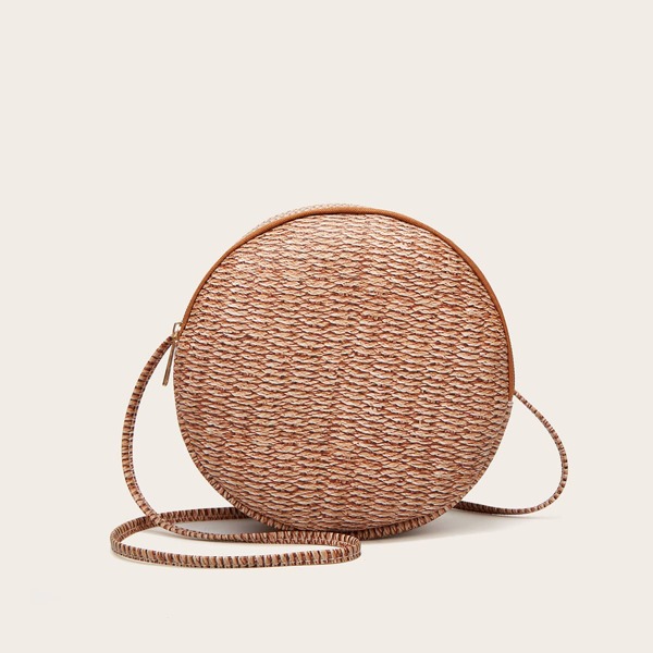 

Minimalist Straw Design Circle Bag, Multicolor