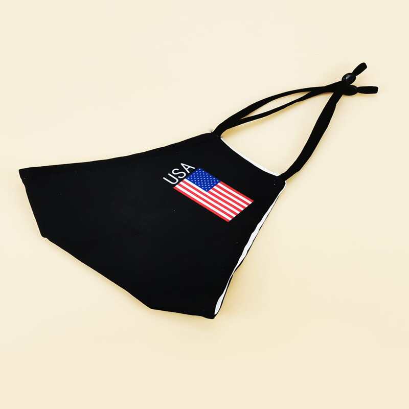 

Flag Print Face Mask, Black