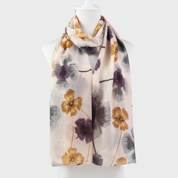 

Шарф с цветочным принтом, Многоцветный