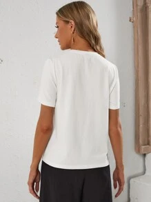 SHEIN Maternity Floral & Slogan Graphic Tee - White - View 2