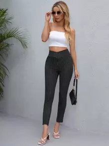 BizChic Eo chồng lên Lưới Quần bó sát Trang phục làm việc - màu đen - Xem 5