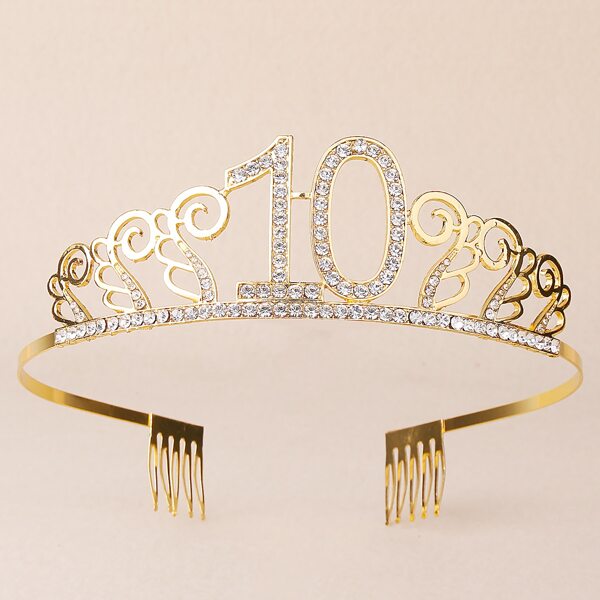 

Rhinestone Number Decor Headband, Gold