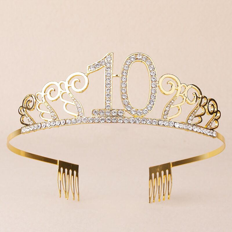 

Rhinestone Number Decor Headband, Gold